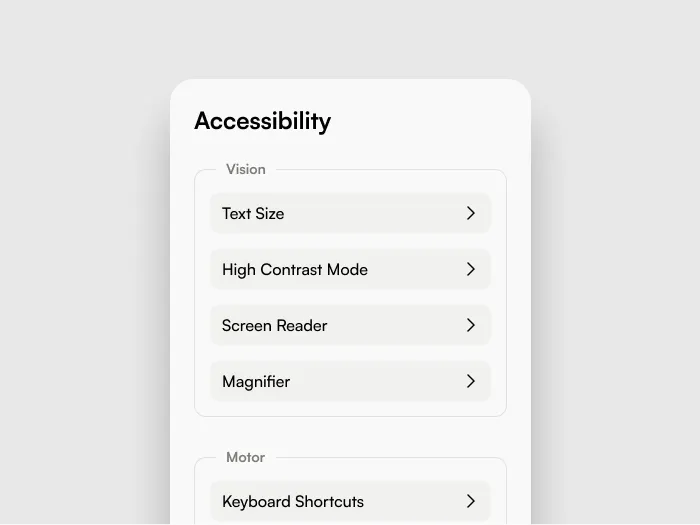 Accessibility settings example