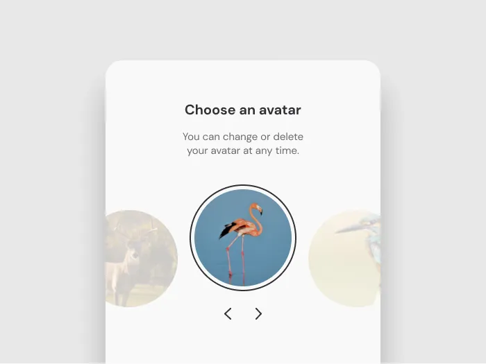 Slider which the user can choose an avatar with